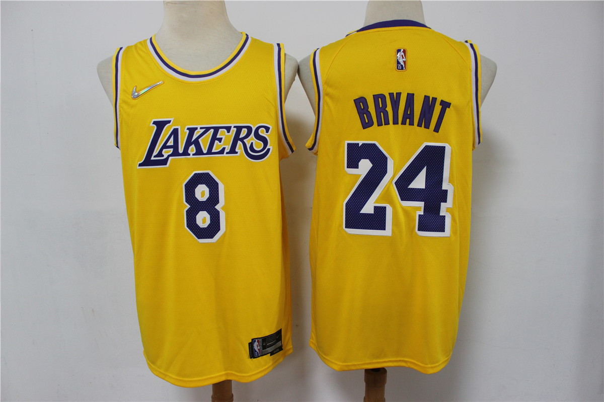 2022 Men Los Angeles Lakers 8 24 bryant Yellow City Edition 75th Nike 2021 NBA Jersey